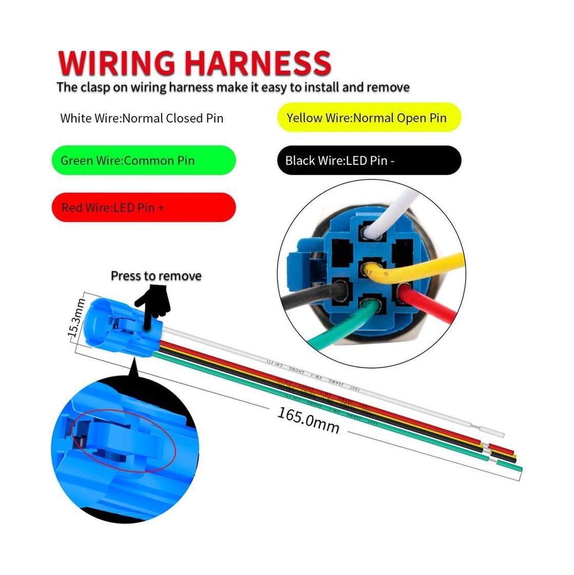 картинка Кнопка без фиксации, подсветка синяя, 12 В, д. 19мм