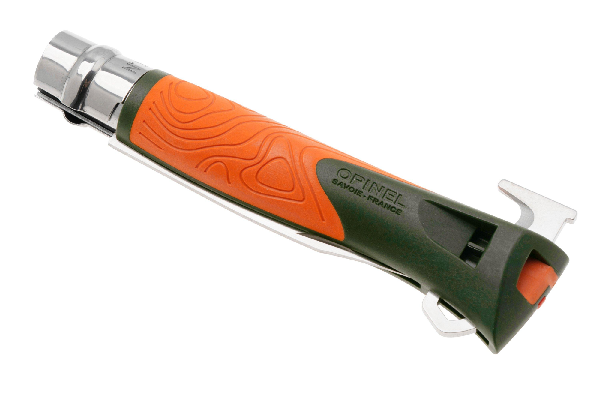 картинка Нож Opinel №12 Explore c инструментом для удаления клещей, оранжевый, 002454