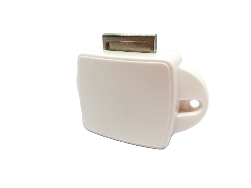 картинка Кнопка-замок мебельный BL01N-WPC белый (кнопка матовое серебро)