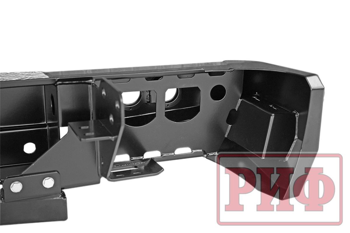картинка Бампер задний РИФ для Toyota Tundra 2007+ с площадкой под лебёдку, квадратом под фаркоп и фонарями
