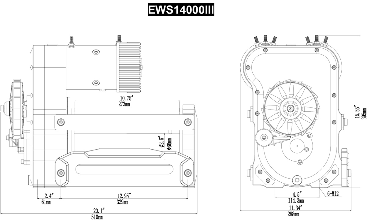 картинка Лебёдка двухмоторная 12V Runva 14000 lbs 6350 кг синтетический трос
