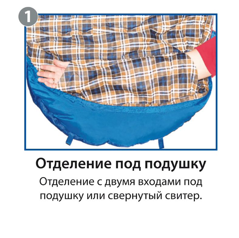 картинка Мешок спальный BTrace Mega (Правый, Серый/Синий), (ТК: -5°C)