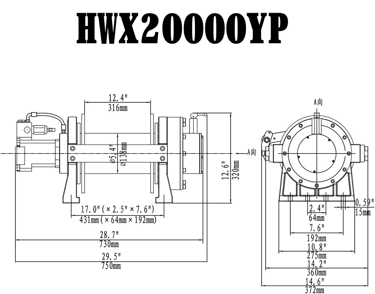 картинка Гидравлическая лебедка Runva 20000 lbs 9072 кг 39:1 HWXYP