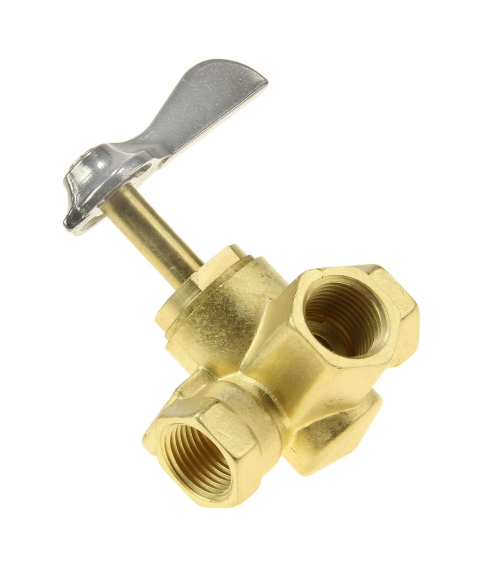 картинка Кран топливный 3-х позиционный латунный, 3/8"