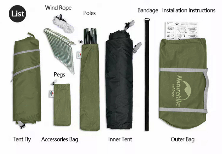 картинка Палатка Naturehike P-Series 2-местная, алюминиевый каркас, темно-зеленый