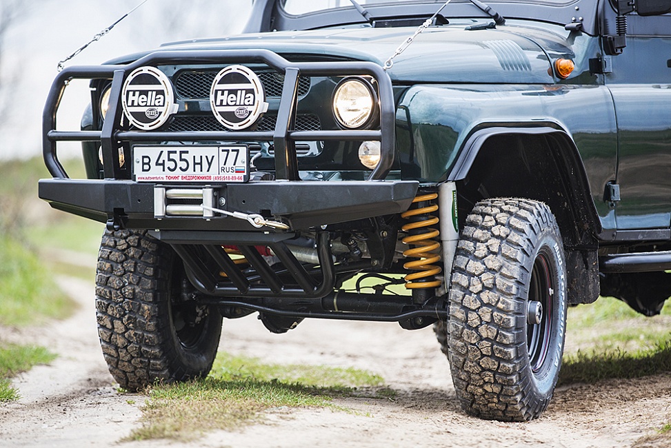 картинка Бампер передний РИФ УАЗ Хантер универсальный усиленный с пилонным кенгурином