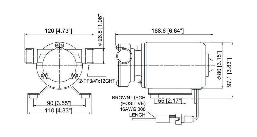 картинка Помпа водоподающая, 12 В, 400GPH (1514 л/ч)