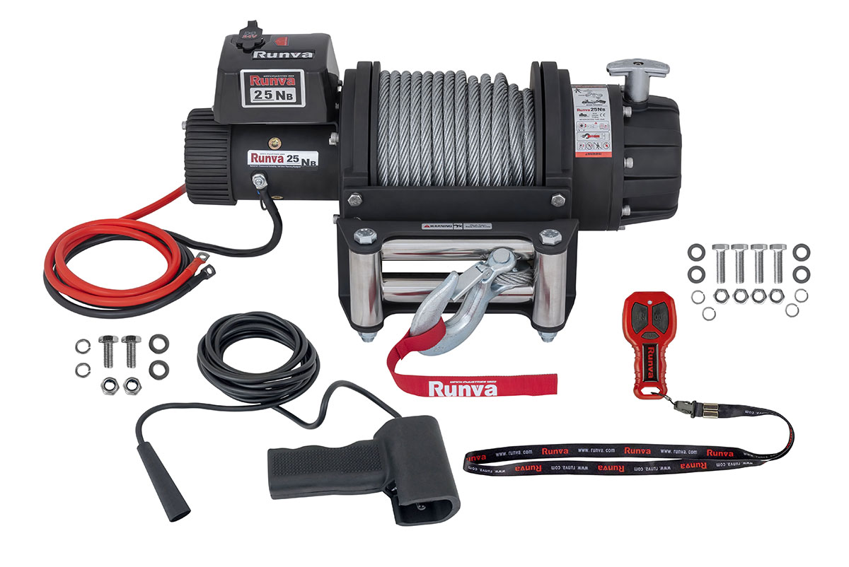 картинка Лебёдка Runva 25000 lbs 24V влагозащищенная, стальной трос