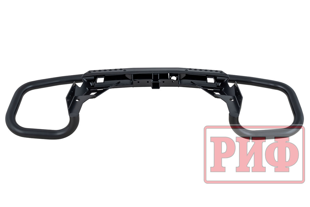 картинка Бампер задний силовой/защита штатного бампера РИФ Nissan Patrol Y62 c квадратом под фаркоп