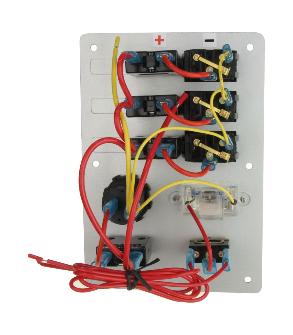 картинка Панель бортового питания 3 переключателя, автоматы, разьём прикуривателя, заряд батарей