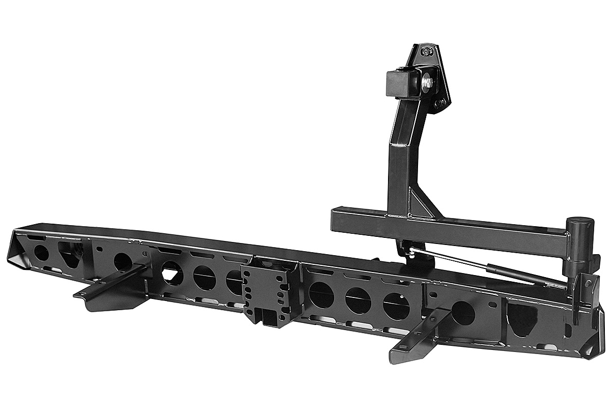 картинка Бампер РИФ задний УАЗ Буханка с квадратом под фаркоп, калиткой (слева) и фонарями, лифт 65 мм