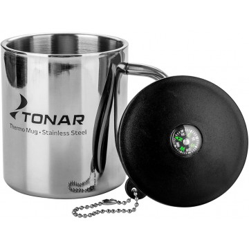 картинка Термокружка ТОНАР 350ML металлическая, с пластиковой крышкой+карабин