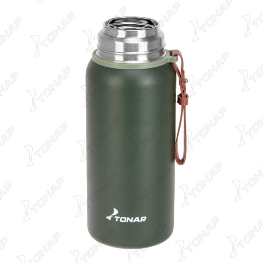 картинка Термос ТОНАР 700ML хаки (пробка-ситечко, крышка-кружка, ремешок)