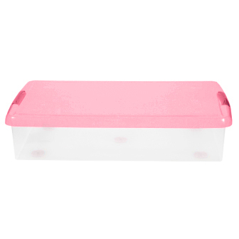 картинка Короб для хранения IRIS THIN BOX 34л, прозрачный-розовый