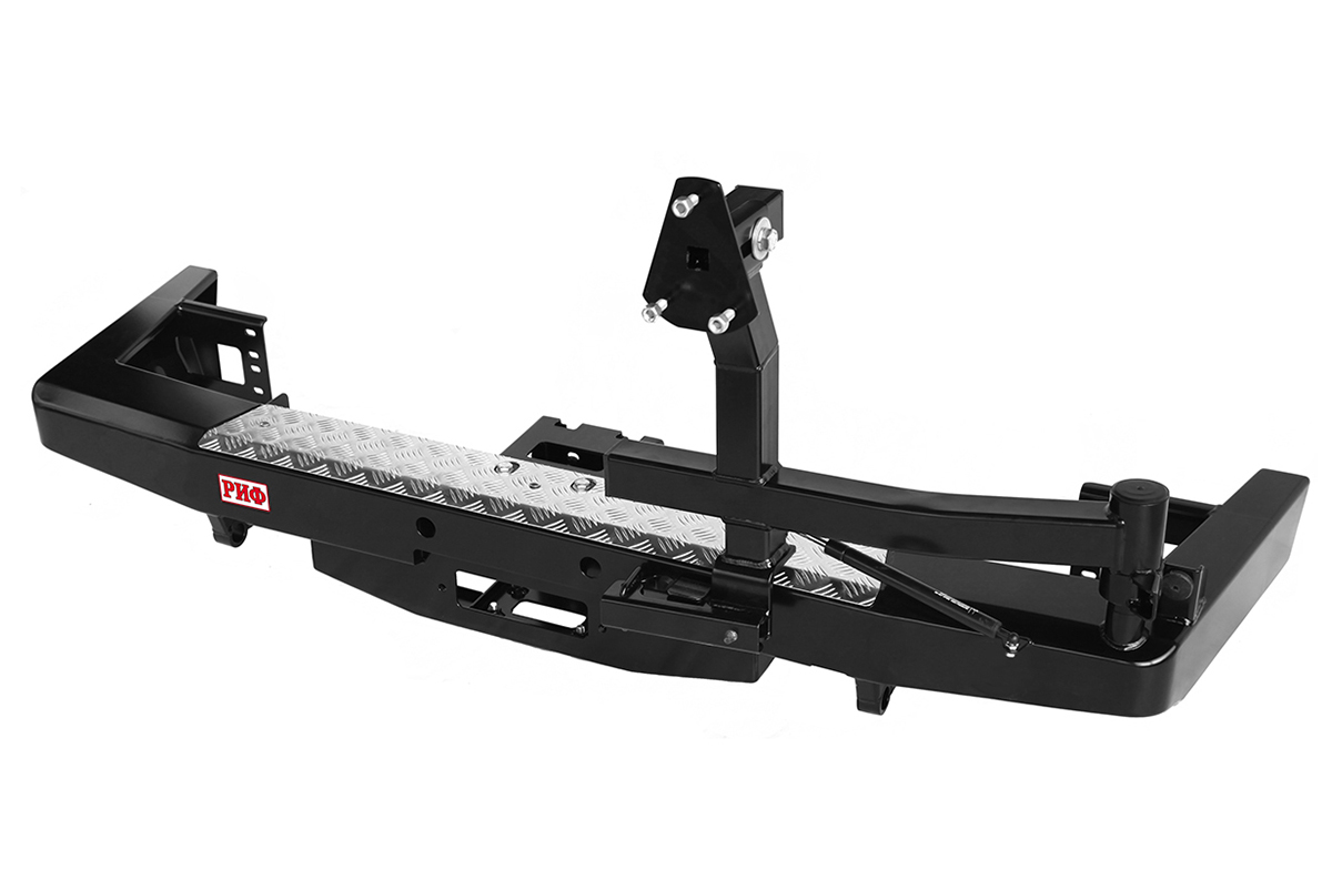 картинка Бампер задний РИФ УАЗ Патриот 2015+ с площадкой под лебедку и калиткой лифт