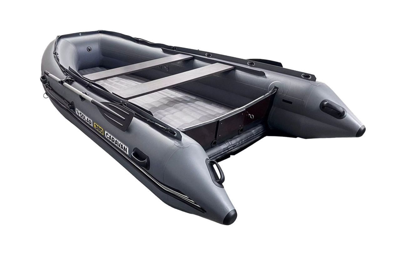 Надувная лодка ПВХ, SOLAR-380 К Caravan, серый