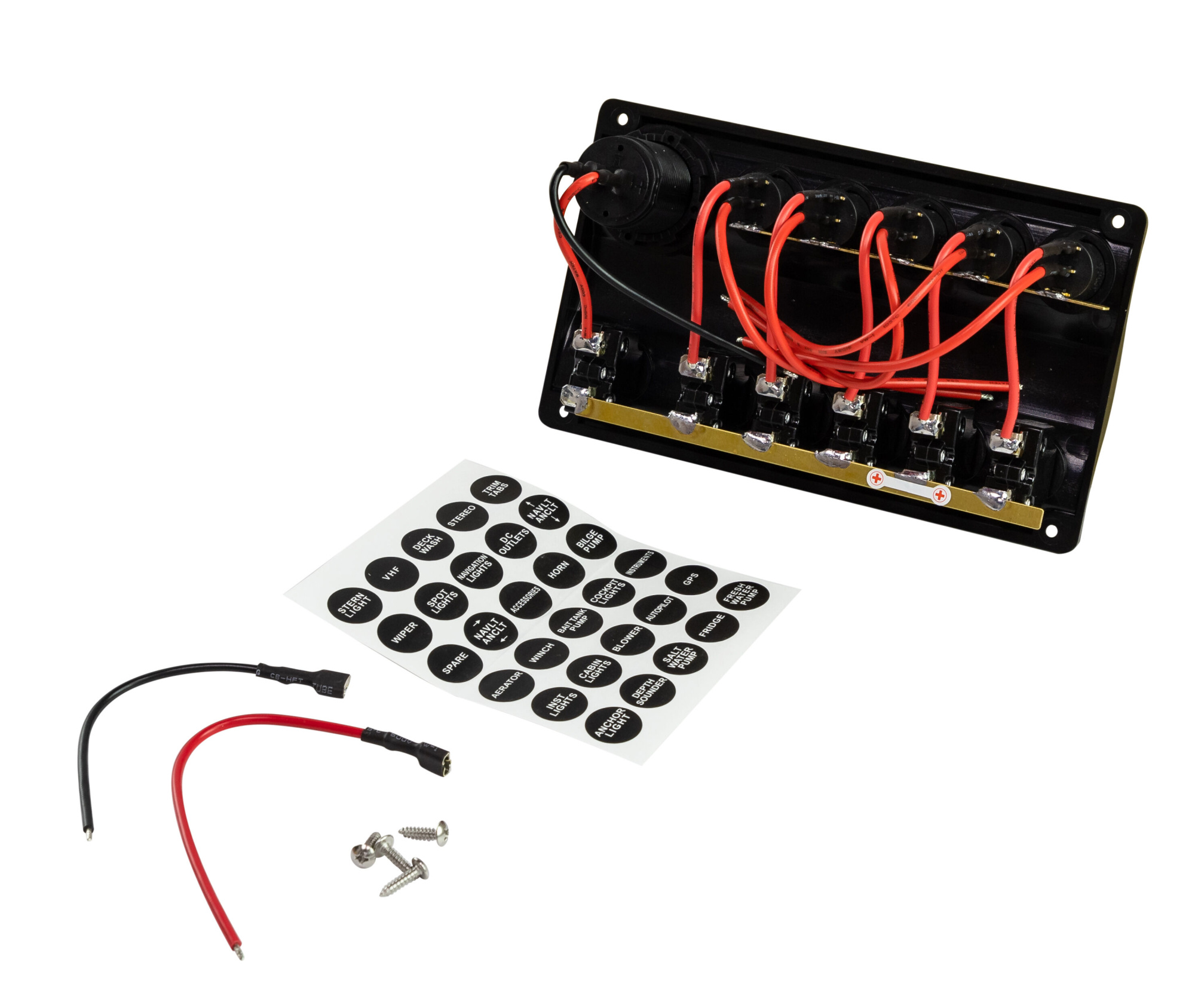 картинка Панель бортового питания 5 переключателей, USB зарядка, индикация, автоматы