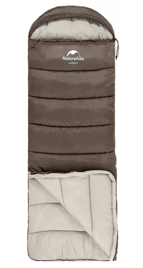 картинка Мешок спальный Naturehike U350S, (190+30)х75 см, (ТК: -3C), (правый), коричневый