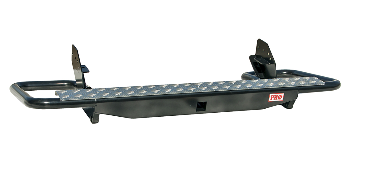 картинка Бампер задний РИФ Mitsubishi L200 2005+ с квадратом под фаркоп трубный