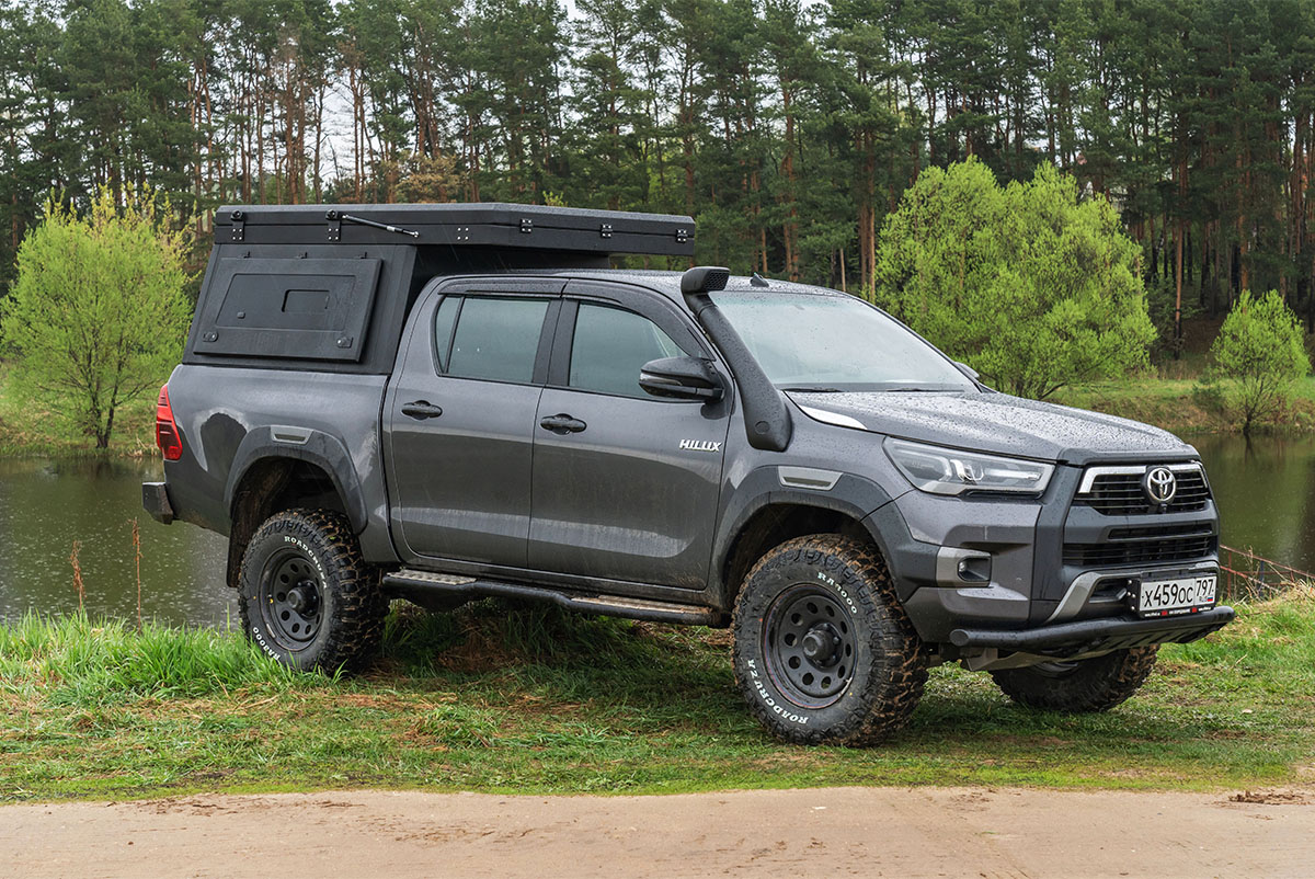 Кунг алюминиевый Toyota Hilux 2015+ с интегрированной палаткой PINGWEI