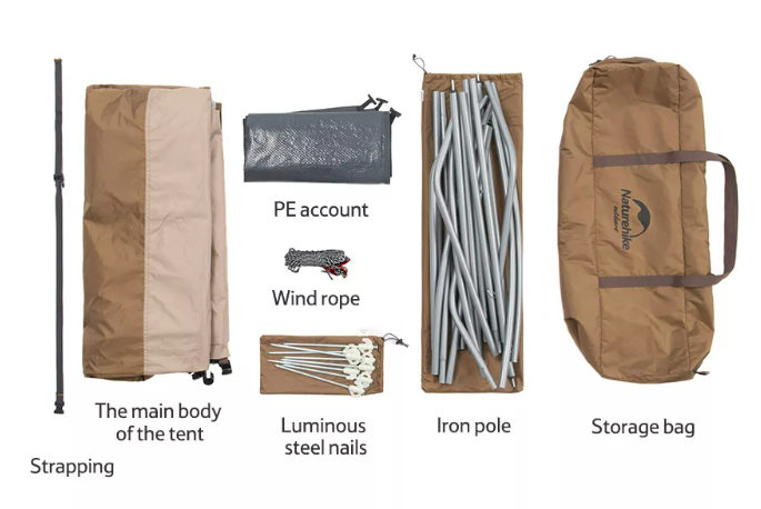 картинка Палатка Naturehike душ-туалет, алюминиевый каркас,  коричневый