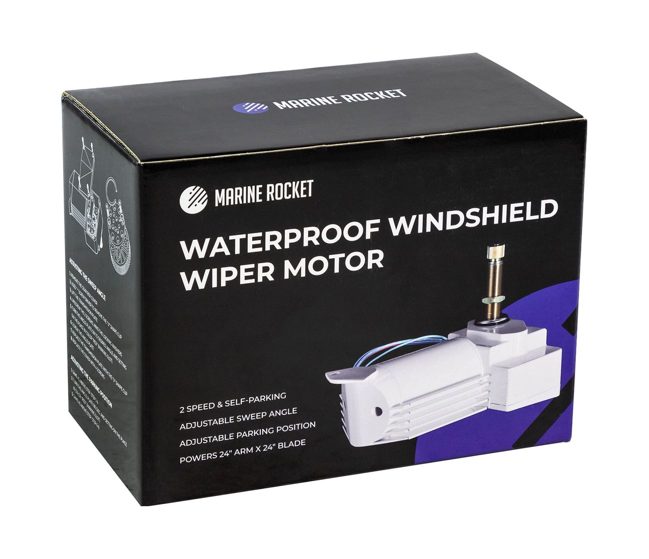 картинка Электропривод стеклоочистителя 12 В (ось 2", плавная регулировка угла), Marine Rocket