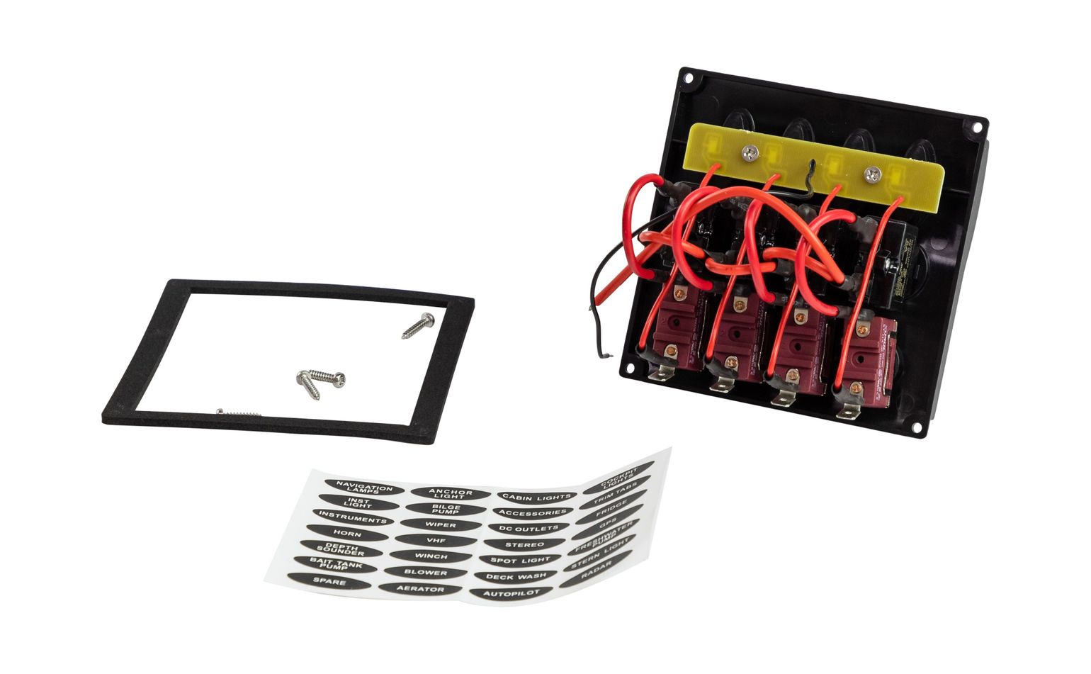 картинка Панель бортового питания 4 переключателя, индикация, автоматы