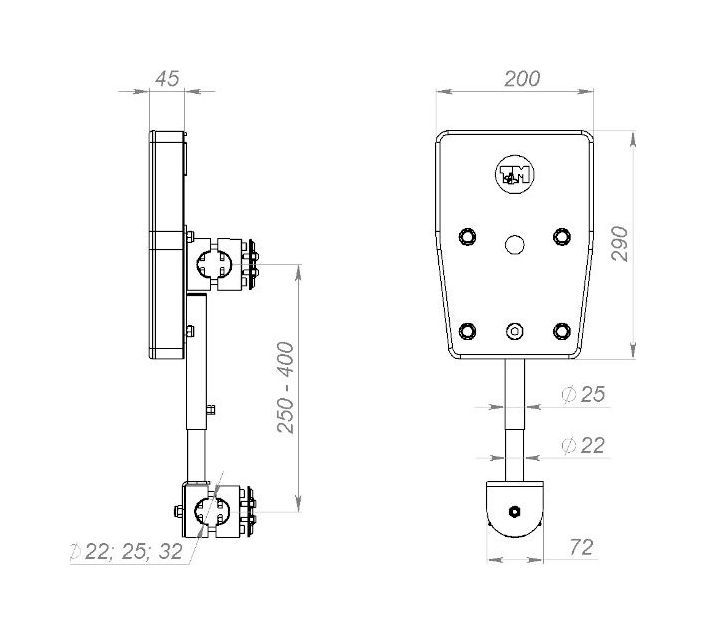 картинка Транец выносной для плм до 12 л.с., установка на леер
