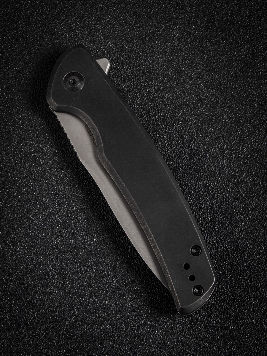 картинка Складной нож SENCUT Tynan 10Cr15CoMoV Steel Gray Stonewashed Handle Stainless Black