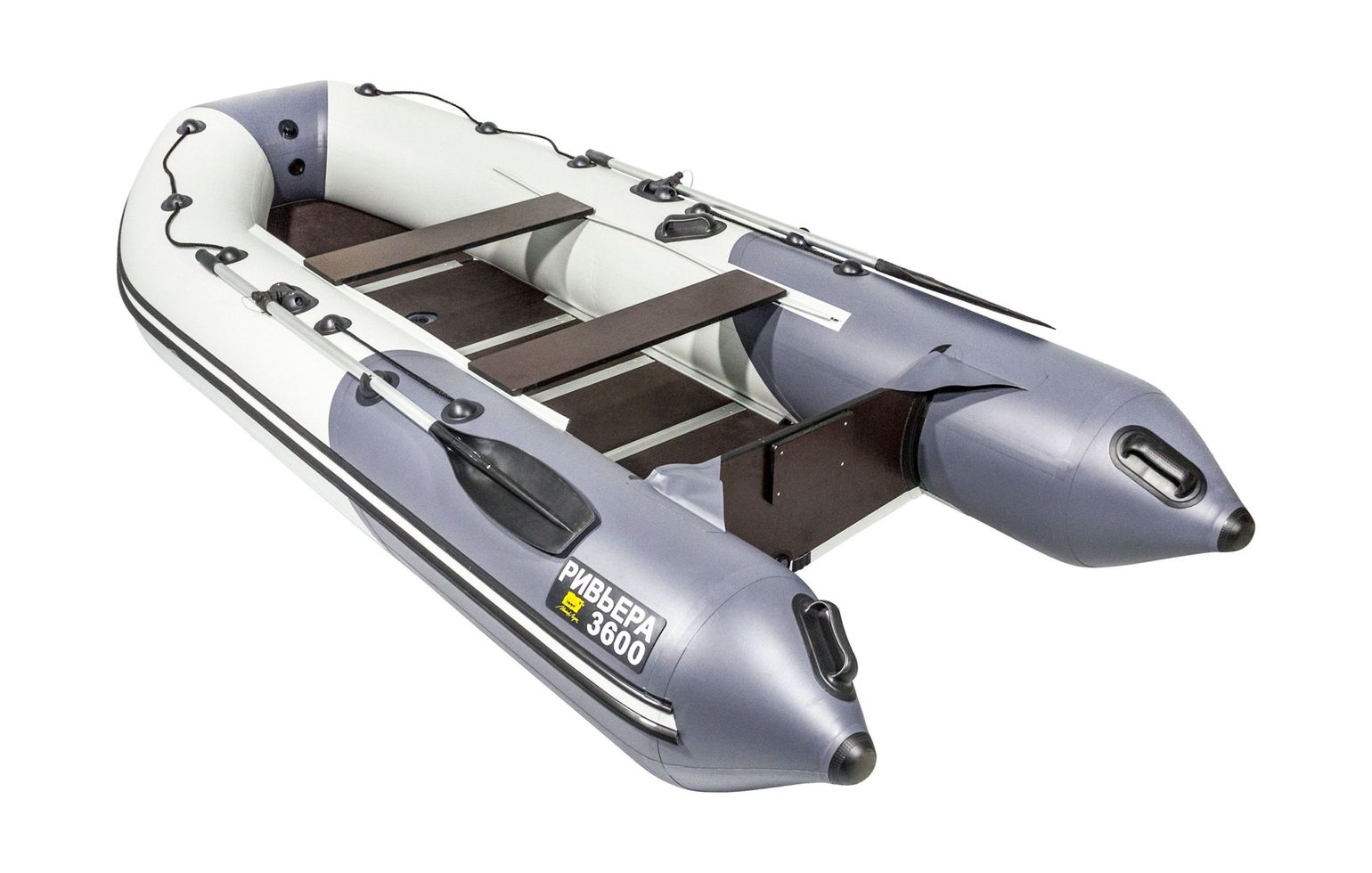 картинка Надувная лодка ПВХ, Ривьера Компакт 3600 НДНД Комби, светло-серый/графит