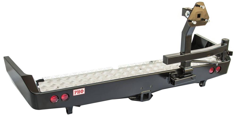 картинка Бампер задний РИФ с квадратом под фаркоп, калиткой и фонарями TLC 80