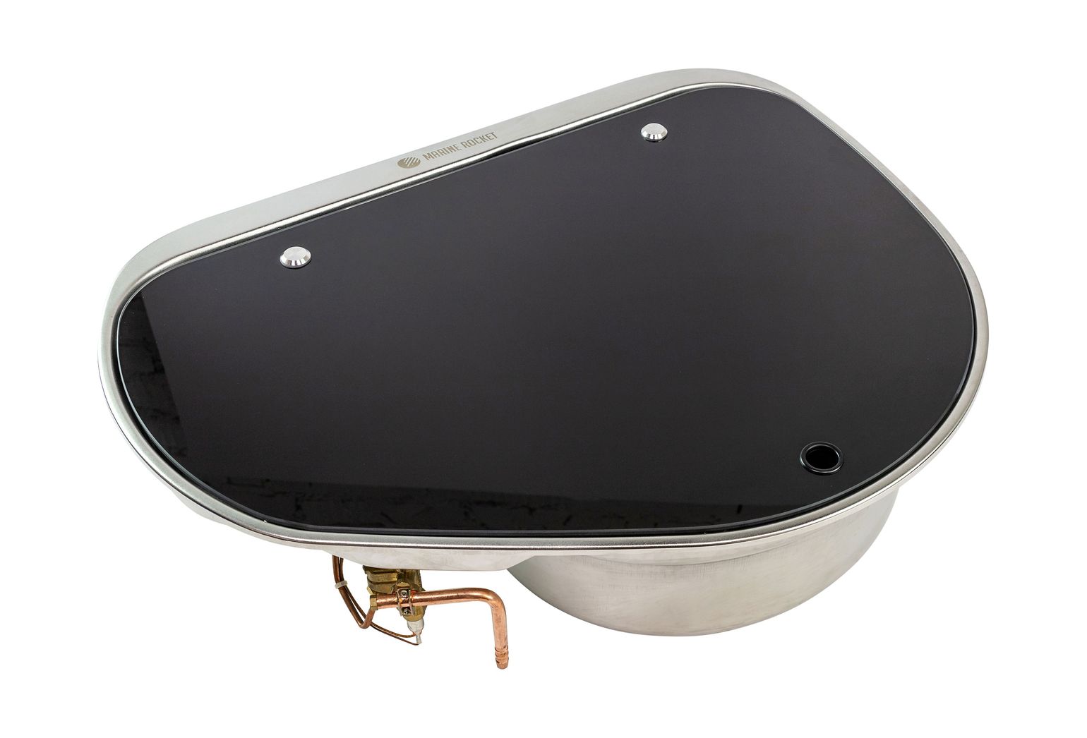 картинка Плита газовая с мойкой правой, стеклянная крышка, Marine Rocket