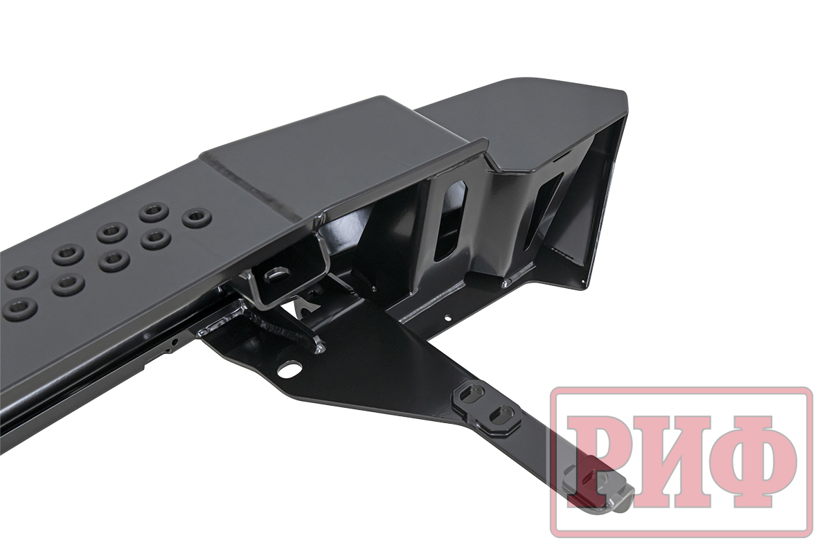 картинка Бампер задний РИФ Toyota Land Cruiser 200 2013-2015 с квадратом под фаркоп, калиткой, фонарями, подс