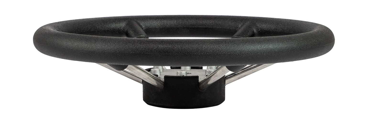 картинка Рулевое колесо LEADER TANEGUM черный обод серебряные спицы д. 330 мм