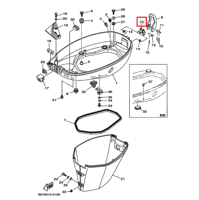 картинка Ручка замка капота Yamaha F40-50 (Yamaha)