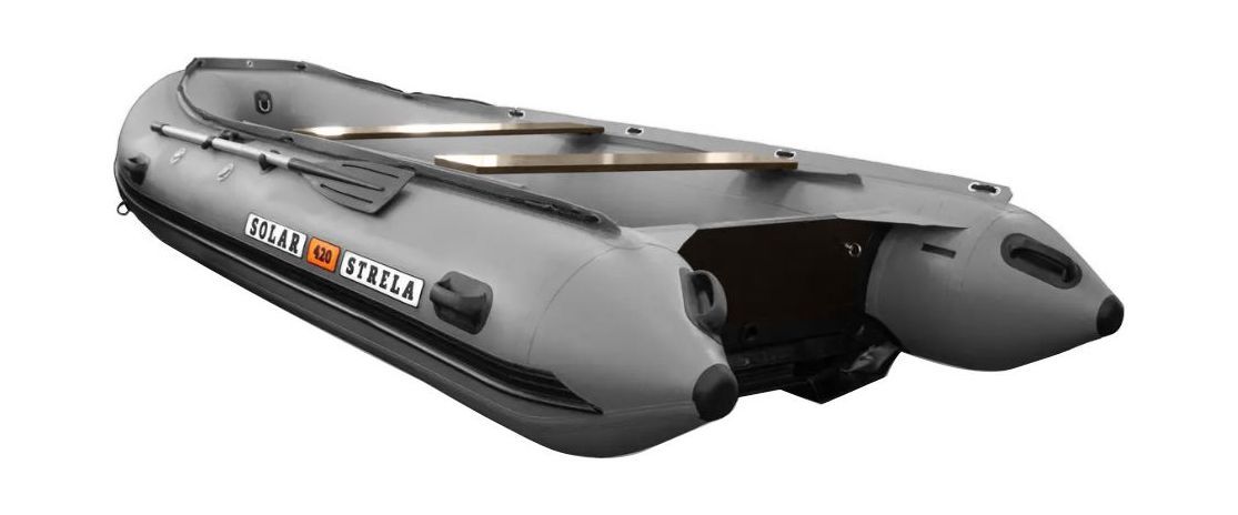 картинка Надувная лодка ПВХ SOLAR-420 Strela Jet tunnel, серый
