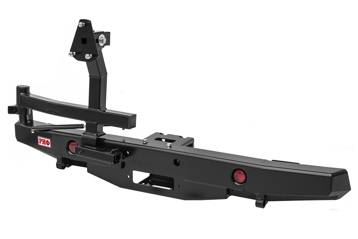 картинка Бампер задний РИФ УАЗ Хантер с площадкой под лебедку, калиткой и фонарями лифт