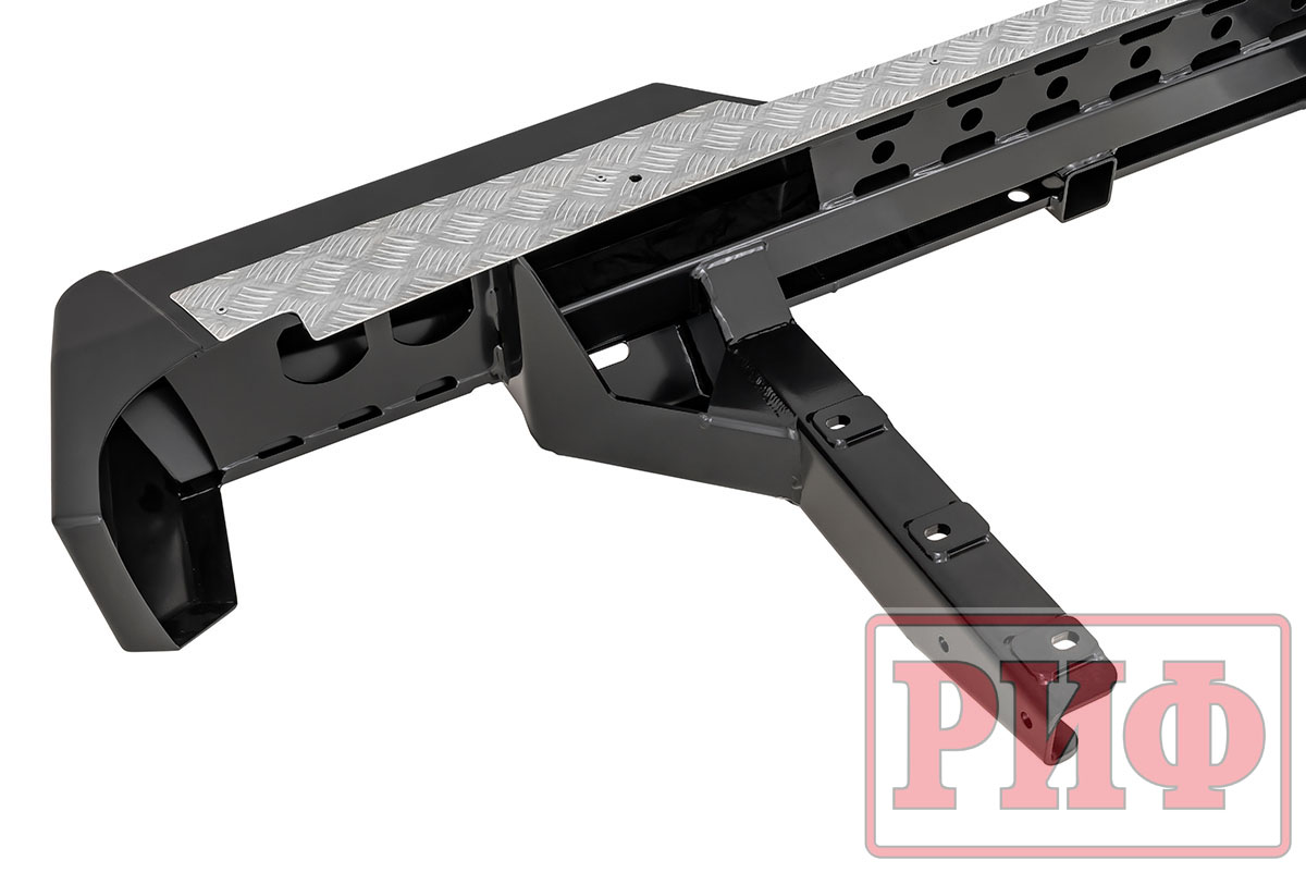 картинка Бампер задний РИФ ГАЗ Соболь с квадратом под фаркоп и калиткой (слева), лифт 50 мм