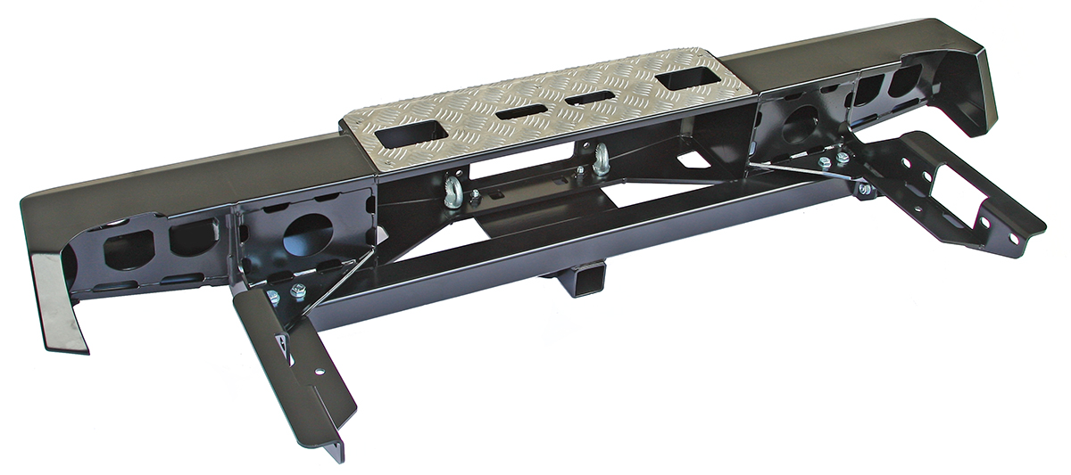 картинка Бампер задний РИФ для Toyota Hilux 2005-2014 с площадкой под лебёдку и квадратом под фаркоп