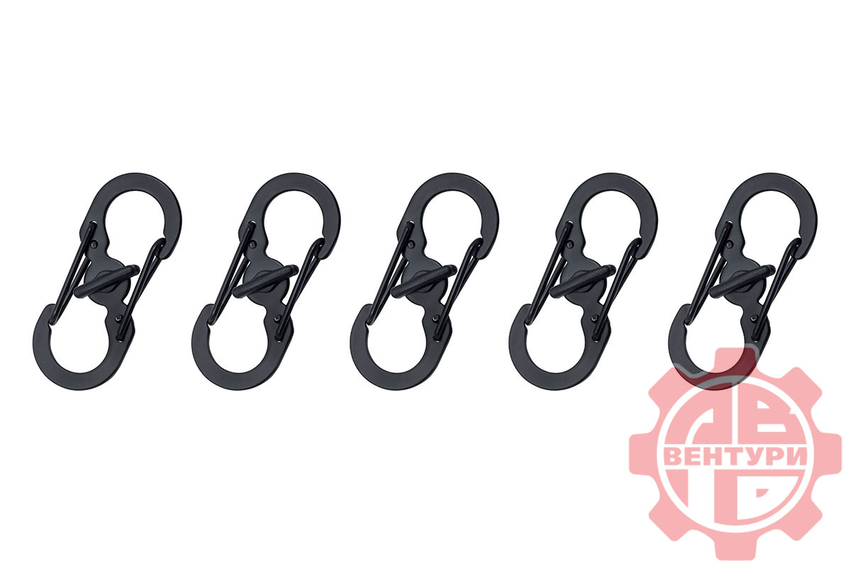 картинка Карабин s-образный с блокировкой 36мм (black)