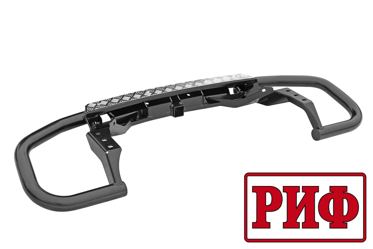 картинка Бампер задний РИФ силовой Toyota Fortuner 2015+ c квадратом под фаркоп