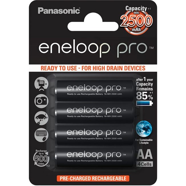 картинка Аккумулятор Panasonic eneloop pro 2500mAh BK-3HCDE/4BE AA BL4