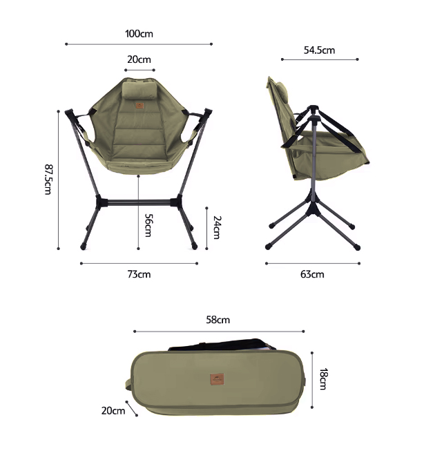 картинка Кресло туристическое Naturehike складное, олива, до 120 кг
