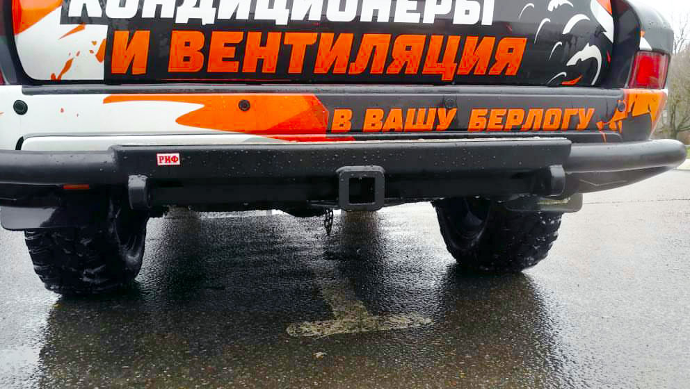 картинка Бампер задний РИФ Toyota Land Cruiser Prado 120 c квадратом под фаркоп