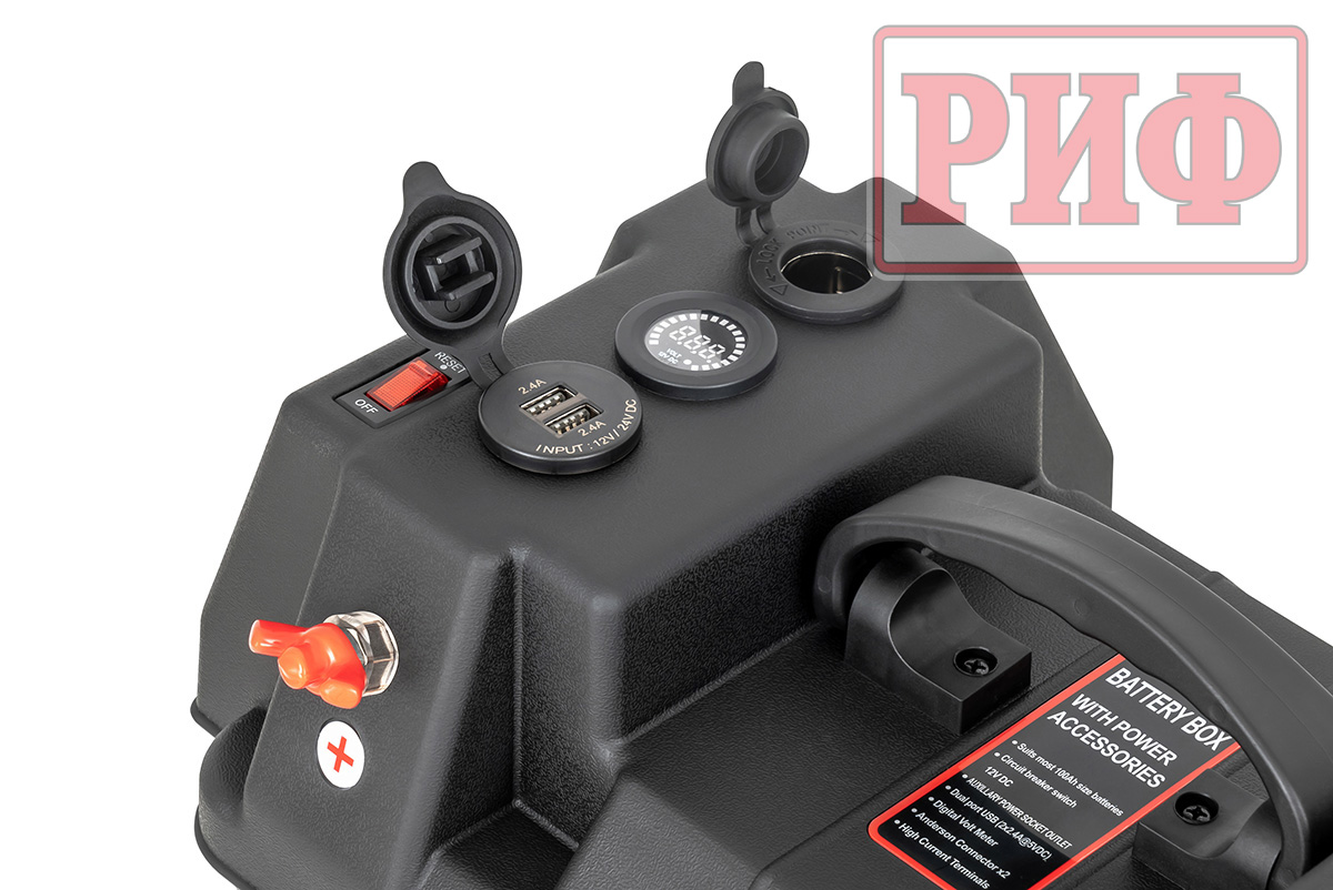 картинка Бокс аккумуляторный 2xUSB, 1x12В, вольтметр с индикацией (424х251х306 мм)