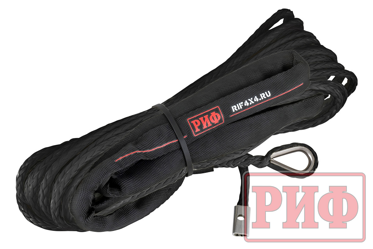 картинка Трос для лебёдки синтетический РИФ 6 мм/15 м, черный