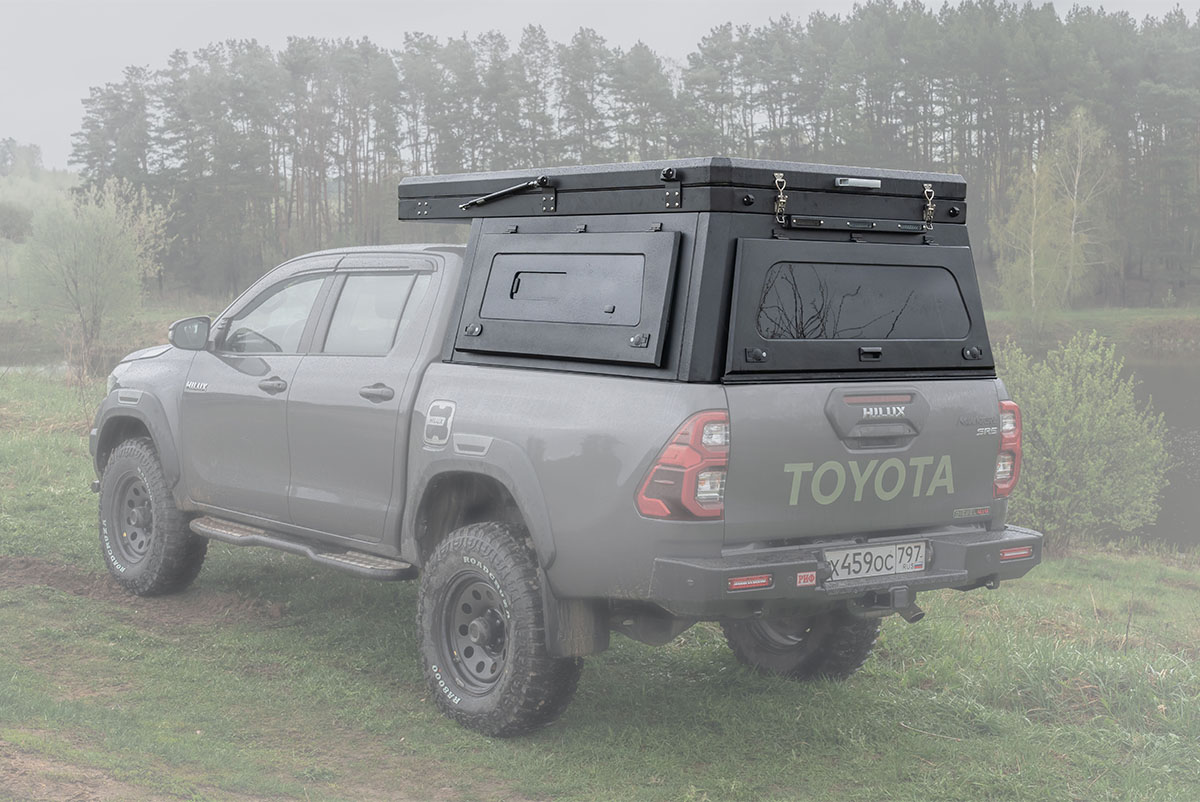 Кунг алюминиевый Toyota Hilux 2015+ с интегрированной палаткой PINGWEI