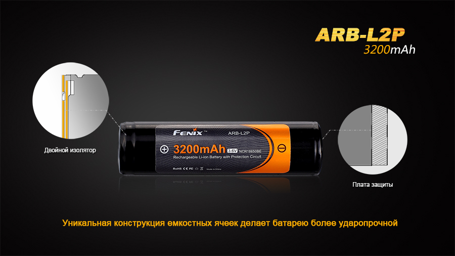 картинка Аккумулятор 18650 Fenix 3200 mAh Li-ion
