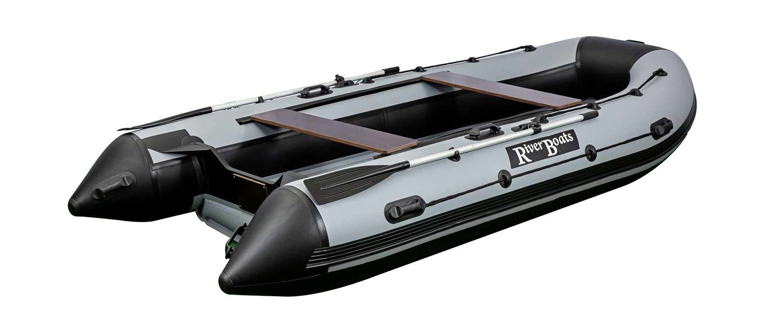 Надувная лодка ПВХ, RiverBoats RB 390 НДНД, серо-белый