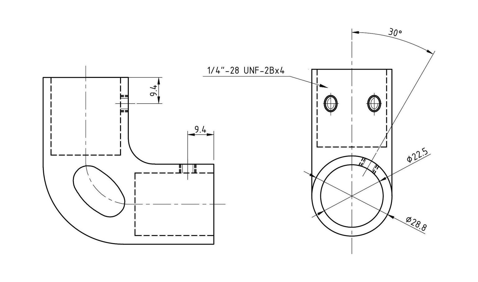 картинка Колено леера 7/8" (22,2 мм), 90 град с петлей